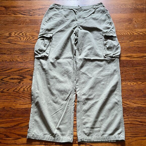 My Mum Made It Woman's Size XL (34x29) Baggy Wide Leg Relaxed Olive Cargo Pants - Picture 1 of 8